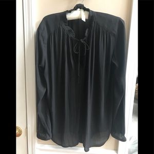 Ann Taylor LOFT Semi-Sheer Tie Neck Blouse
